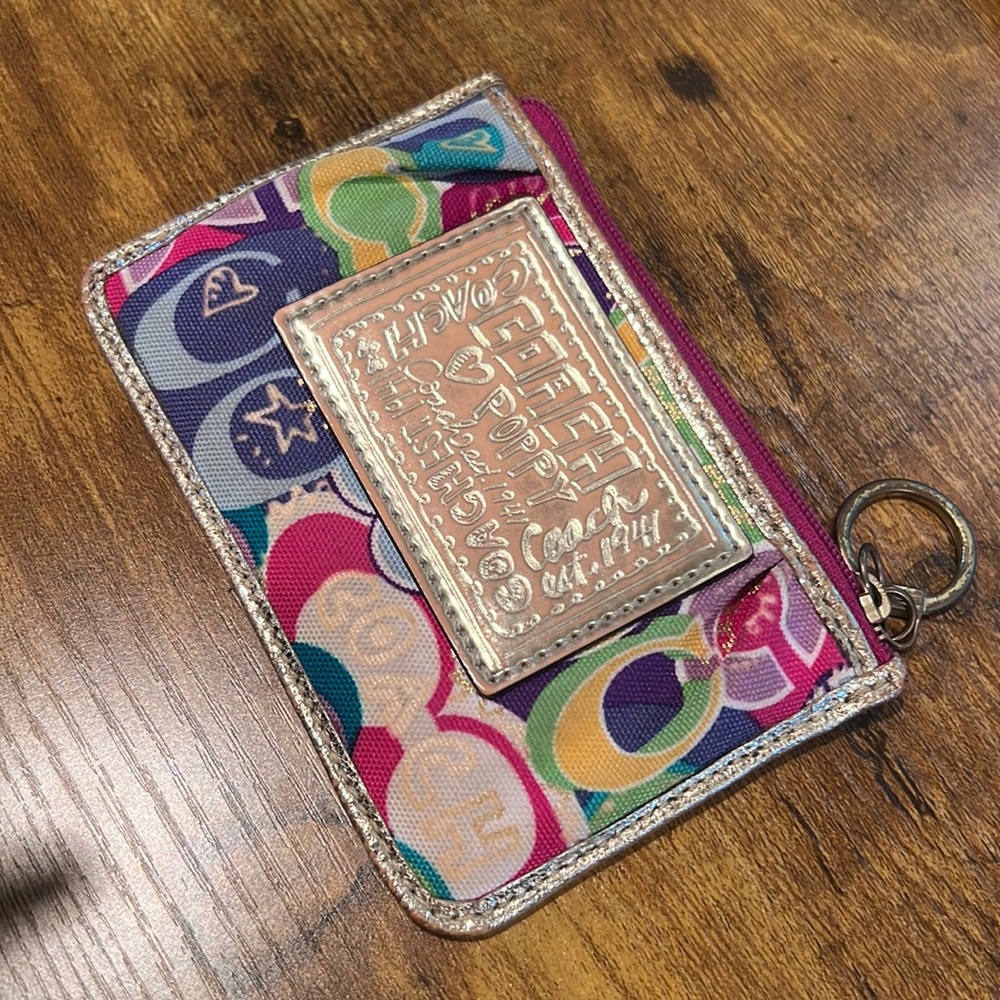 Coach Poppy Flat Credit Card Holder / Coin Purse